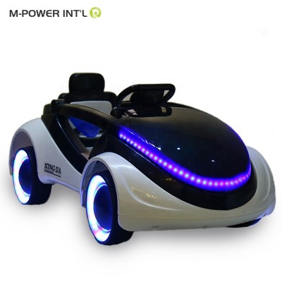 Space car plastic kid bike / 2.4G remote control 4 wheel toy car / 6V swing ride toy children music, mp3, white