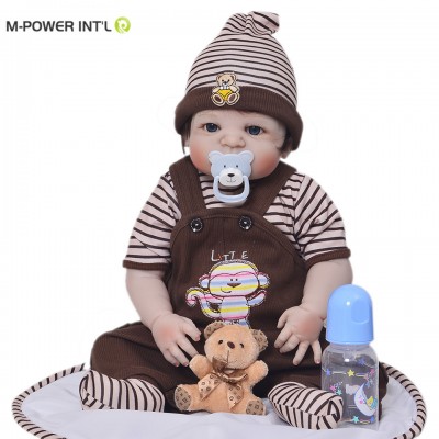 22 inch 55cm Full Vinyl Silicone Body Lifelike Reborn Baby Doll Realistic Soft Newborn Boy Dolls