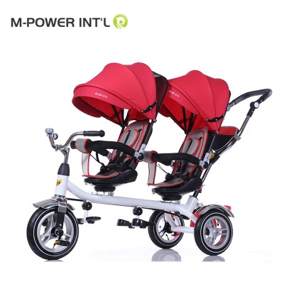 2019 Wholesale Double Seats Folding 3 Wheels bike Tricycle for Twins Bicycle Stroller